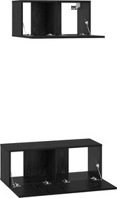 vidaXL Σετ επίπλου τηλεόρασης 2 pcs Μαύρη Οξυά Επεξεργασμένο ξύλο