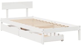 vidaXL Σκελετός Κρεβατιού Χωρίς Στρώμα Λευκό 100x200 εκ. Μασίφ Πεύκο