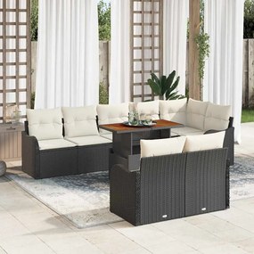 vidaXL Σετ Καναπέ Κήπου με μαξιλάρι 9 pcs Μαύρο και κρεμ