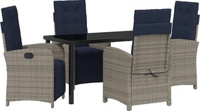vidaXL Σέτ φαγητού για κήπο 5 τμχ. Γκρι συνθετικό ρατάν