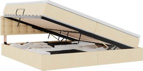 vidaXL LED Κρεβάτι αποθήκευσης με στρώμα Κρέμ 200 x 200 cm Ύφασμα