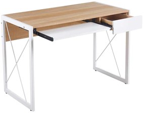 UNIT Γραφείο Η/Υ, Μέταλλο Βαφή Άσπρο, Melamine Απόχρωση Sonoma 110x60x75cm