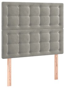 Κεφαλάρι Κρεβατιού LED Ανοιχτό Γκρι 100x5x118/128 εκ. Βελούδινο 3122900
