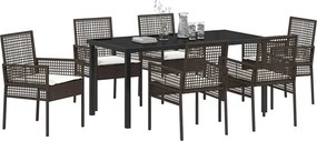 vidaXL Σέτ φαγητού για κήπο 7 pcs Καφέ συνθετικό ρατάν