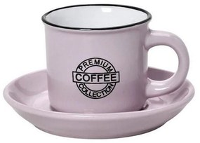 Φλυτζάνι &amp; Πιάτο Σετ 6 τμχ Coffee Espresso 90mlHun305K12 Φ6,3cm Pink Espiel κεραμικο