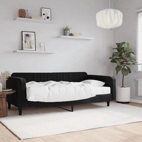 Καναπές Κρεβάτι με Στρώμα μαύρο 100 x 200 εκ. Βελούδινος - Μαύρο
