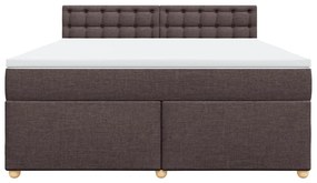 vidaXL Κρεβάτι Boxspring με Στρώμα Σκούρο Καφέ 180x200 εκ Υφασμάτινο