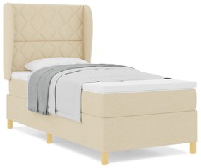 vidaXL Κρεβάτι με Στρώμα Κρεμ 100x200 εκ. Ύφασμα