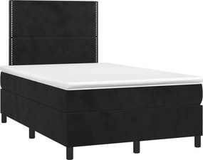 vidaXL Κρεβάτι Boxspring με Στρώμα Μαύρο 120x190 εκ. Βελούδινο