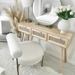 vidaXL Τραπέζι Κονσόλα Καφέ 105x30x75 εκ. Μασίφ Πεύκο &amp; Φυσικό Ρατάν