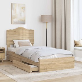 vidaXL Κρεβάτι Αποθήκης Δρύς Sonoma 70 x 190 cm Επεξεργασμένο ξύλο