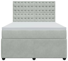 vidaXL Κρεβάτι Boxspring με Στρώμα Ανοιχτό Γκρι 140x190 εκ. Βελούδινο