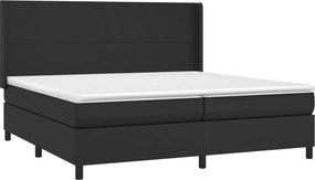 vidaXL Κρεβάτι Boxspring με Στρώμα Μαύρο 200x200 εκ. Συνθετικό Δέρμα