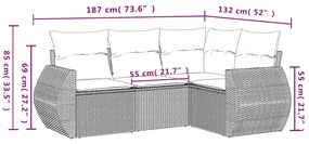 vidaXL Σετ Καναπέ Κήπου 4 τεμ. Μπεζ Συνθετικό Ρατάν με Μαξιλάρια