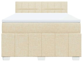 vidaXL Κρεβάτι Boxspring με Στρώμα Κρεμ 140x190 εκ. Υφασμάτινο