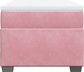 vidaXL Κρεβάτι Boxspring με Στρώμα Ροζ 90x190 εκ. Βελούδινο