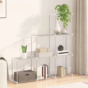 vidaXL Τούβλο Ράφι με αποθήκευση Λευκό 129 x 27 x 132 εκ Αλουμίνιο