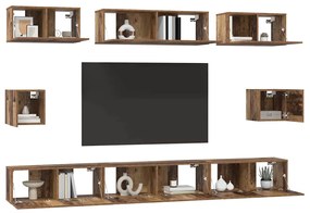 vidaXL Σετ επίπλου τηλεόρασης 8 pcs Παλιό Ξύλο Επεξεργασμένο ξύλο