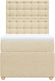 vidaXL Κρεβάτι Boxspring με Στρώμα Κρεμ 90x200 εκ.Υφασμάτινο