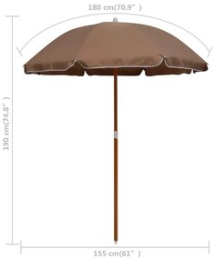 Ομπρέλα Taupe 180 εκ. με Ατσάλινο Ιστό - Μπεζ-Γκρι