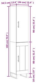 Μπουφές Sonoma Γκρι 34,5 x 34 x 180 εκ. από Επεξεργασμένο Ξύλο - Γκρι