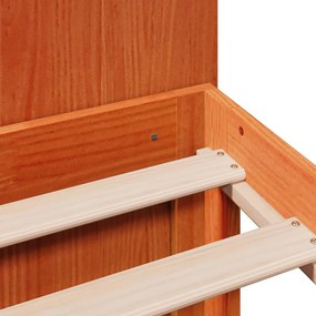 Κρεβάτι Βιβλιοθήκη Χωρίς Στρώμα 120x190 εκ Μασίφ Ξύλο Πεύκου - Καφέ