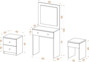 Τουαλέτα Μακιγιάζ Λευκό GRUBA 65x35x139