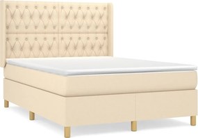 vidaXL Κρεβάτι Boxspring με Στρώμα Κρεμ 140x200 εκ. Υφασμάτινο