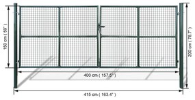 Καγκελόπορτα 415 x 200 εκ. / 400 x 150 εκ. - Πράσινο