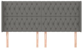 Κεφαλάρι με Πτερύγια Σκούρο Γκρι 183x16x118/128 εκ. Υφασμάτινο 3119931