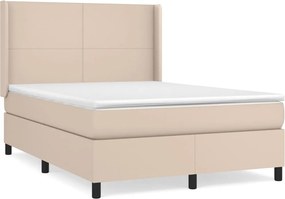 vidaXL Κρεβάτι Boxspring με Στρώμα Καπουτσίνο 140x190εκ.από Συνθ.Δέρμα