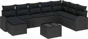vidaXL Σετ Καναπέ με μαξιλάρι 9 pcs Μαύρο συνθετικό ρατάν
