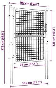 Πόρτα Περίφραξης με Πλέγμα Γκρι 100 x 175 εκ. Γαλβαν. Χάλυβας - Ανθρακί