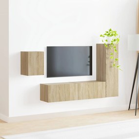 vidaXL Σετ επίπλου τηλεόρασης 4 τμχ. Δρύς Sonoma Επεξεργασμένο Ξύλο