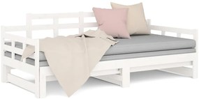 vidaXL Καναπές Κρεβάτι Συρόμενος Λευκός 2x(90x190) εκ. από Μασίφ Πεύκο