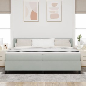 vidaXL Κρεβάτι Box Spring με Στρώμα  Ανοιχτό Γκρι 200x200 εκ. Βελούδο