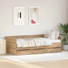 vidaXL Κρεβάτι ημέρας Επεξεργασμένος Δρυς Επεξεργασμένο Ξύλο 90 x 200 εκ