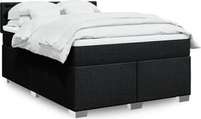 vidaXL Κρεβάτι Boxspring με Στρώμα Μαύρο 140x190 εκ. Υφασμάτινο