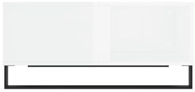 Τραπεζάκι Σαλονιού Γυαλ. Λευκό 80 x 80 x 36,5 εκ. Επεξεργ. Ξύλο - Λευκό