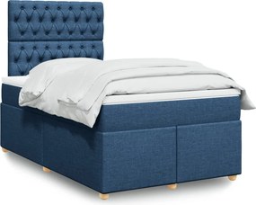 vidaXL Κρεβάτι Boxspring με Στρώμα Μπλε 120x190 εκ. Υφασμάτινο