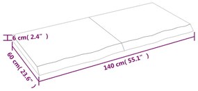 Επιφ Τραπεζιού Αν Καφέ 140x60x(2-6)εκ. Επεξ. Μασίφ Ξύλο Δρυός - Καφέ