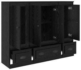 vidaXL Highboard με συρτάρι 3 pcs Μαύρη Οξυά Επεξεργασμένο ξύλο