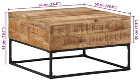 Τραπεζάκι Σαλονιού 68 x 68 x 41 εκ. από Ακατέργαστο Ξύλο Μάνγκο 320817