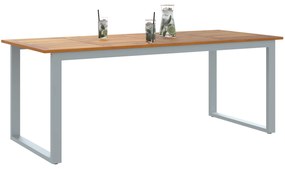 vidaXL Υπαίθριο Τραπέζι Φαγητού Γκρι 200x90x75 εκ. Χάλυβας και Σολοιδικό Ξύλο Ακακίας