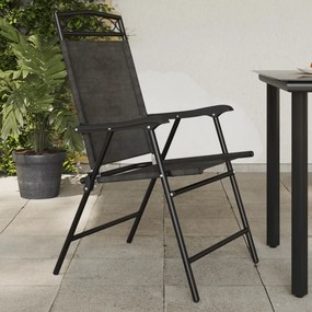 vidaXL Πτυσσόμενες καρέκλες 2 τεμ. Melange Grey Steel και Textilene