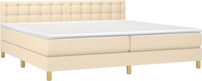 vidaXL Κρεβάτι Boxspring με Στρώμα Κρεμ 200x200 εκ. Υφασμάτινο