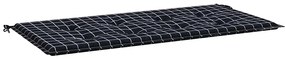 vidaXL Μαξιλάρι Πάγκου Κήπου Μαύρο Καρό 120x50x4 εκ. Ύφασμα Oxford
