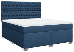 vidaXL Κρεβάτι Boxspring με Στρώμα Μπλε 180x200 εκ. Υφασμάτινο