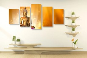 Εικόνα 5 μερών Άγαλμα του Βούδα σε λουλούδι λωτού - 100x50