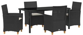 vidaXL Σέτ φαγητού για κήπο 5 pcs Μαύρο συνθετικό ρατάν